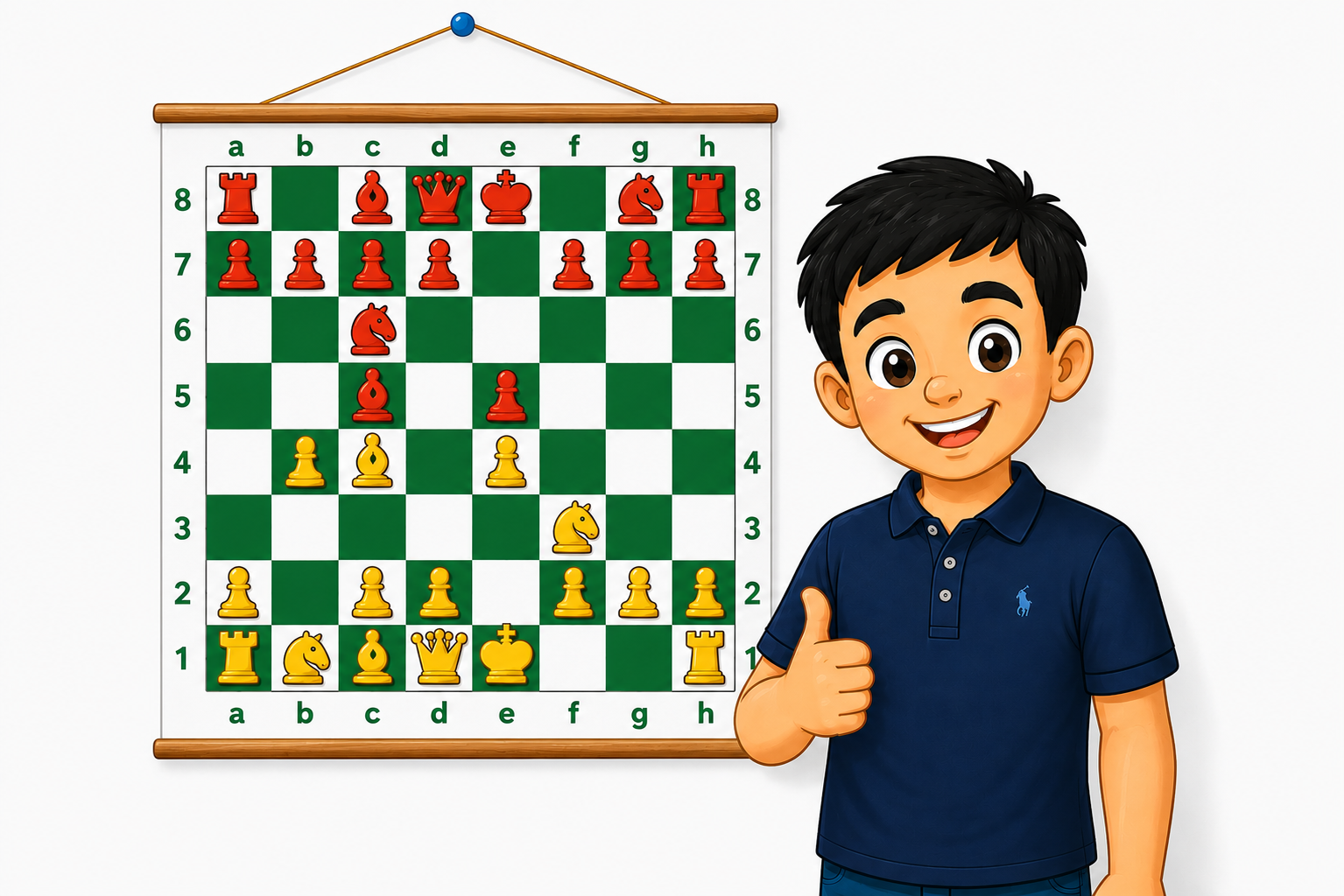 Benko Chess demonstraciona tabla i dečak - šahovske minijature